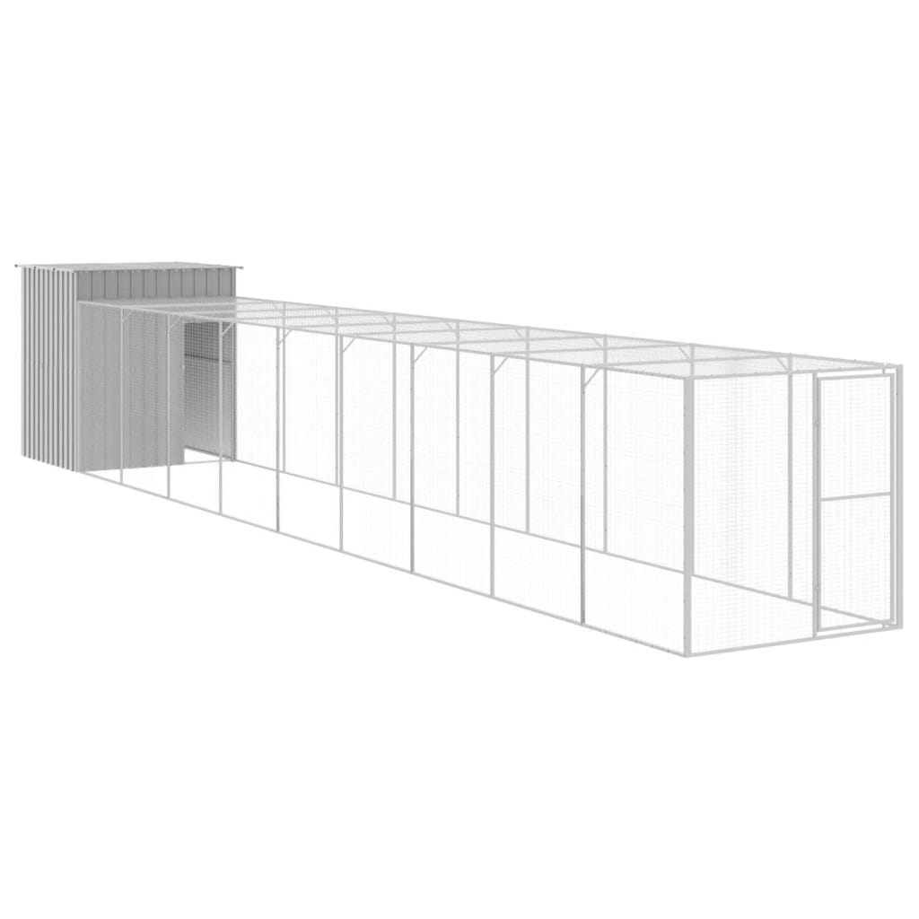 VidaXL Kippenhok met ren 165x1067x181 cm staal lichtgrijs