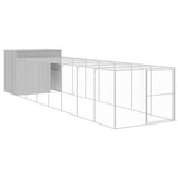VidaXL Hondenhok met ren 214x865x181 cm staal lichtgrijs
