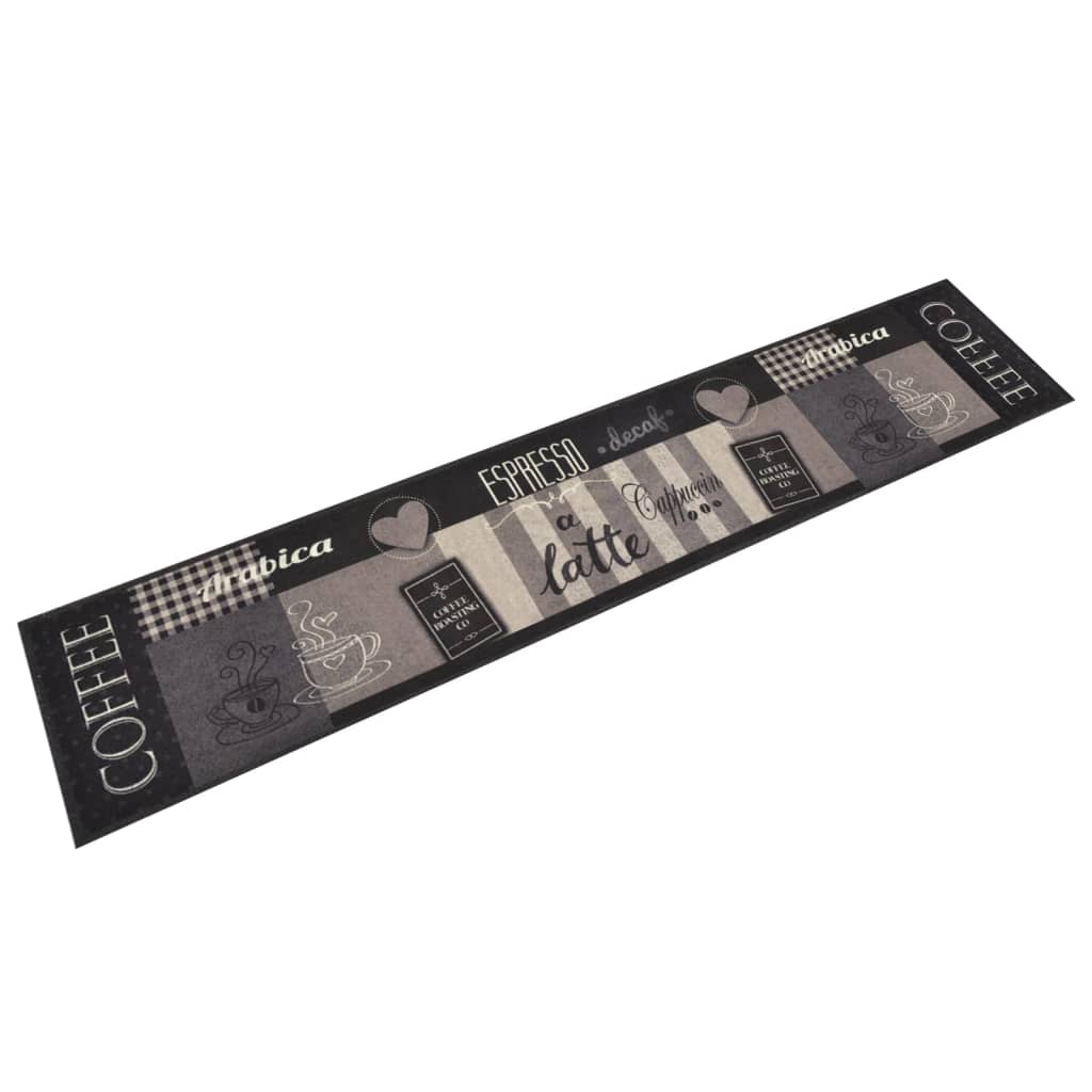 Vidaxl keukenmat wasbaar koffieprint 60x300 cm fluweel zwart