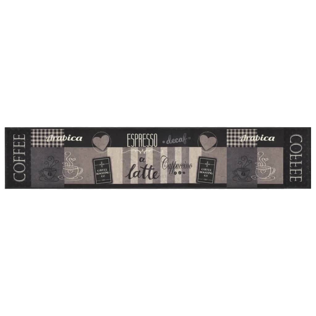 Vidaxl keukenmat wasbaar koffieprint 60x300 cm fluweel zwart