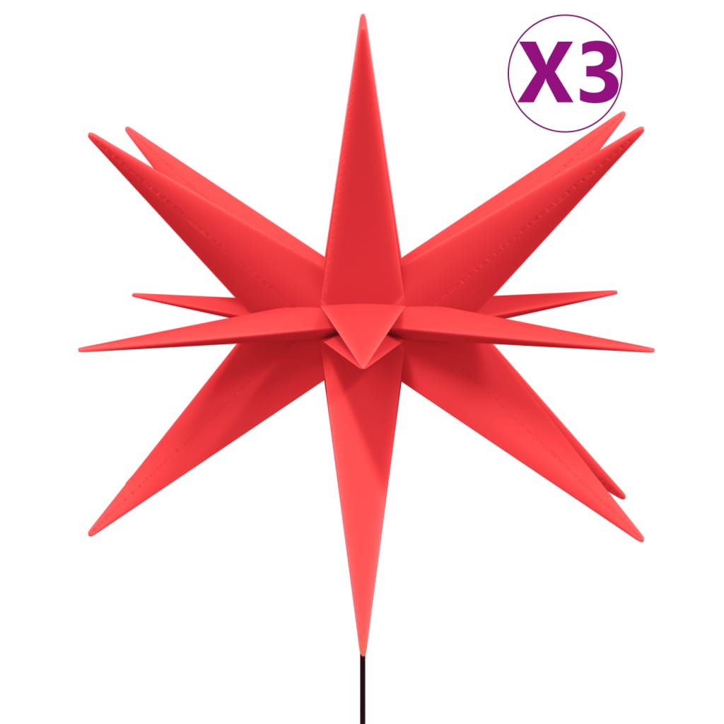 VidaXL Kerstlampen met grondpin en LED's 3 st 57 cm rood