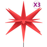 VidaXL Kerstlampen met grondpin en LED's 3 st 57 cm rood