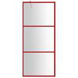 Vidaxl inloopdouchewand transparant 80x195 cm esg-glas rood