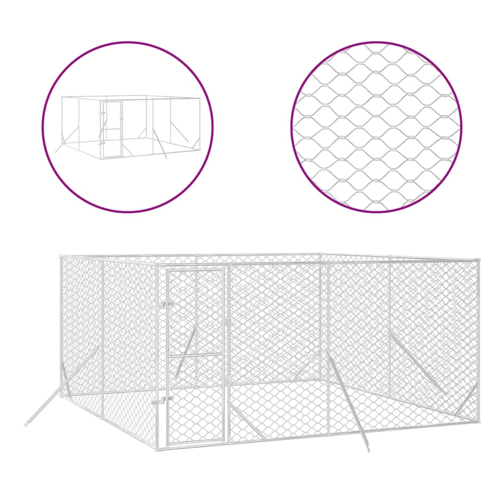 VidaXL Hondenkennel voor buiten 4x4x2 m gegalvaniseerd staal zilver