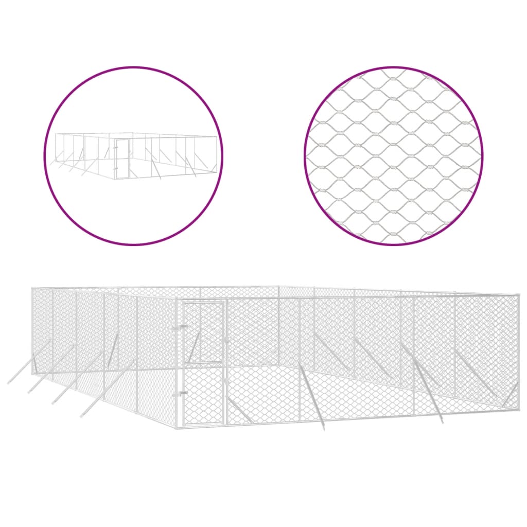 VidaXL Hondenkennel voor buiten 6x10x2 m gegalvaniseerd staal zilver