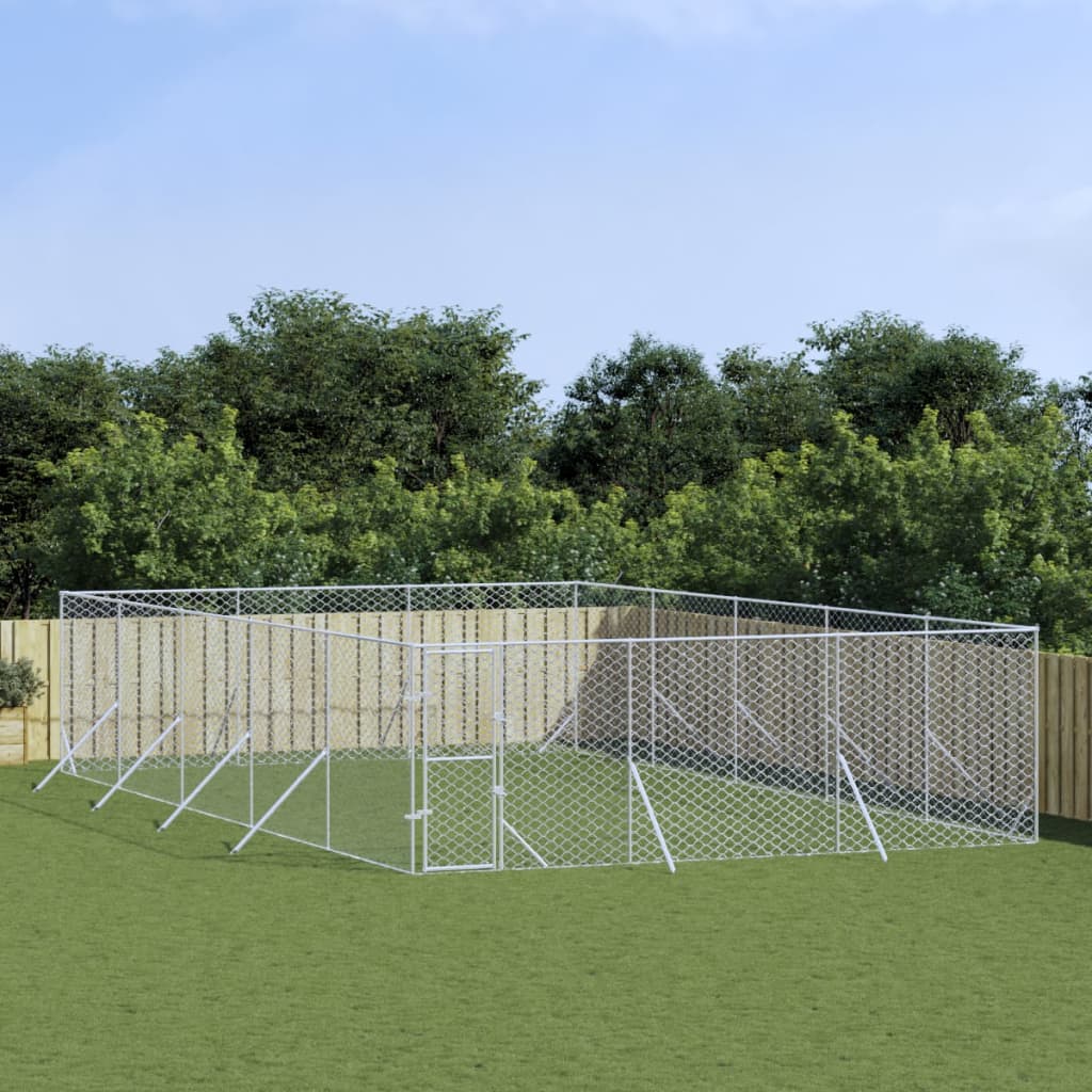 VidaXL Hondenkennel voor buiten 6x10x2 m gegalvaniseerd staal zilver