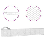 VidaXL Hondenkennel met dak 14x2x2,5 m gegalvaniseerd staal zilver