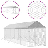 VidaXL Hondenkennel met dak 2x10x2,5 m gegalvaniseerd staal zilver