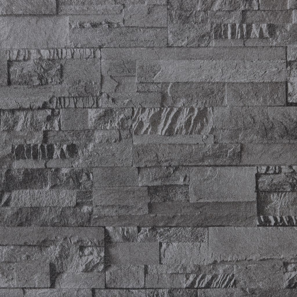 Vidaxl vliesbehang 3d steen-look 10x0,53 m zwart