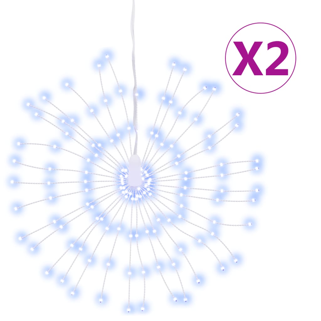 VidaXL Kerstverlichting vuurwerk 2 st 140 koudwitte LED's 17 cm