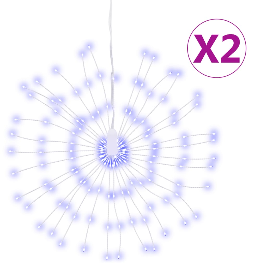 VidaXL Kerstverlichting vuurwerk 2 st 140 blauwe LED's 17 cm