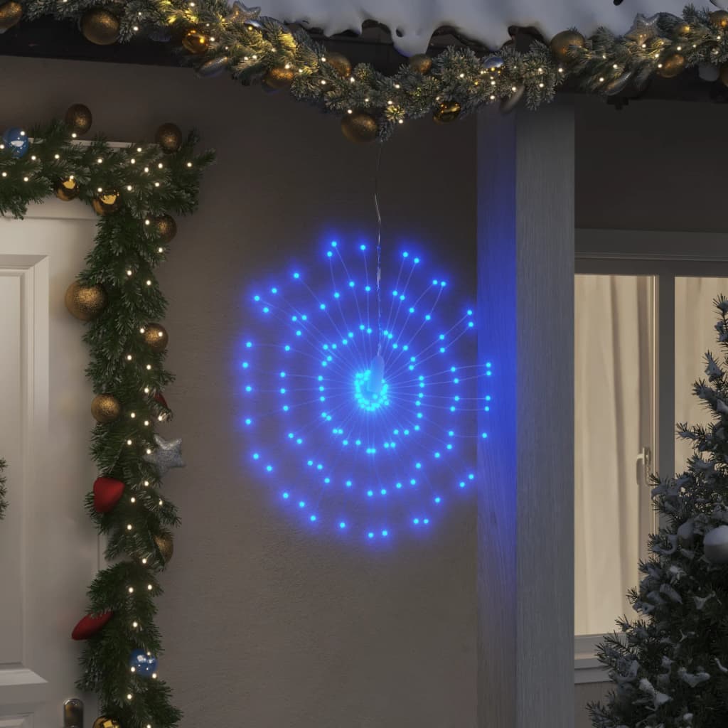 VidaXL Kerstverlichting vuurwerk 2 st 140 blauwe LED's 17 cm