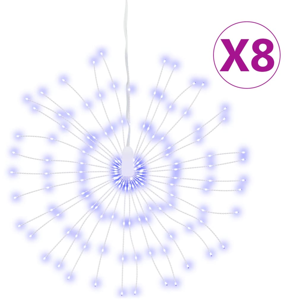 VidaXL Kerstverlichting vuurwerk 8 st 140 blauwe LED's 17 cm