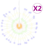 VidaXL Kerstverlichting vuurwerk 2 st 140 meerkleurige LED's 17 cm