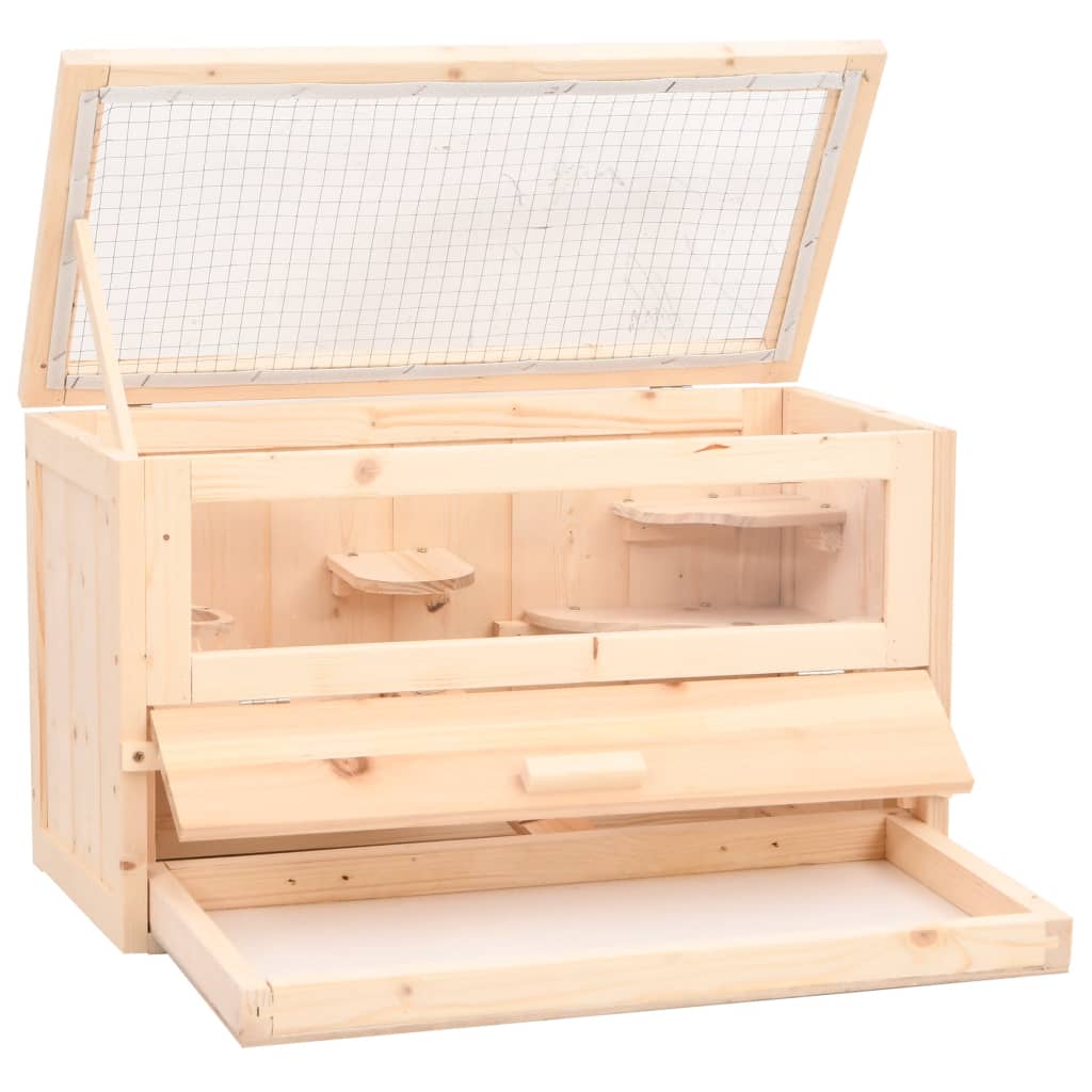 Vidaxl hamsterkooi 60x30x35 cm massief vurenhout