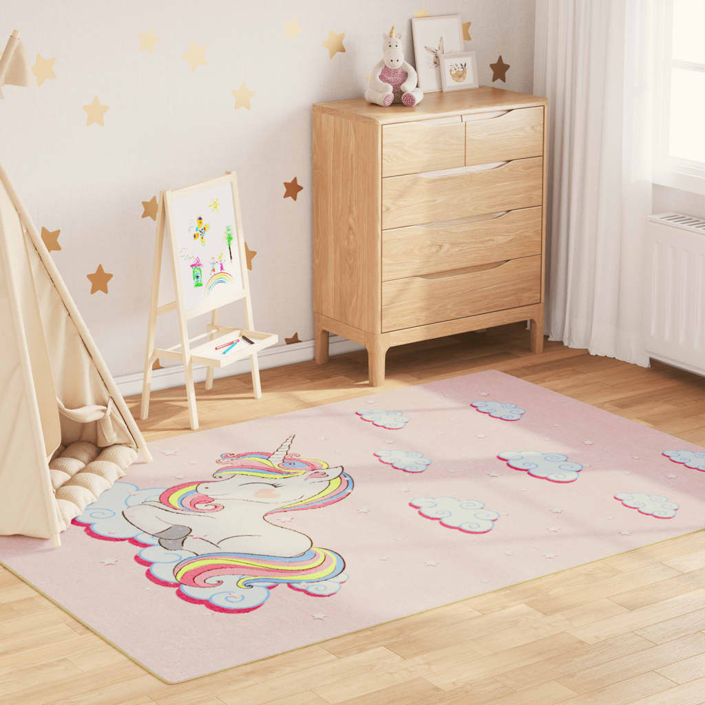 Vidaxl kindervloerkleed eenhoorn wasbaar antislip 160x230 cm groen