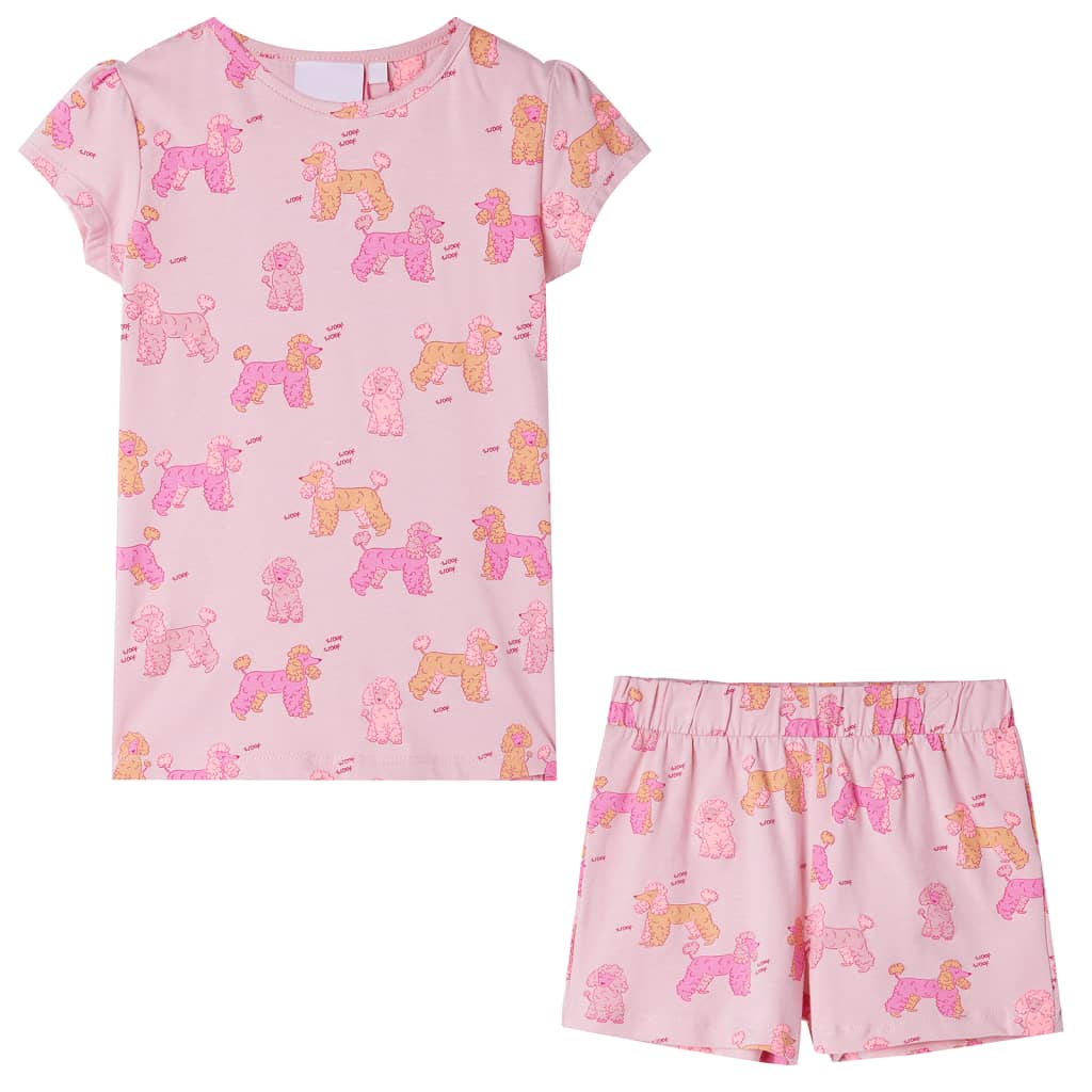VidaXL Kinderpyjama met korte mouwen 128 lichtroze