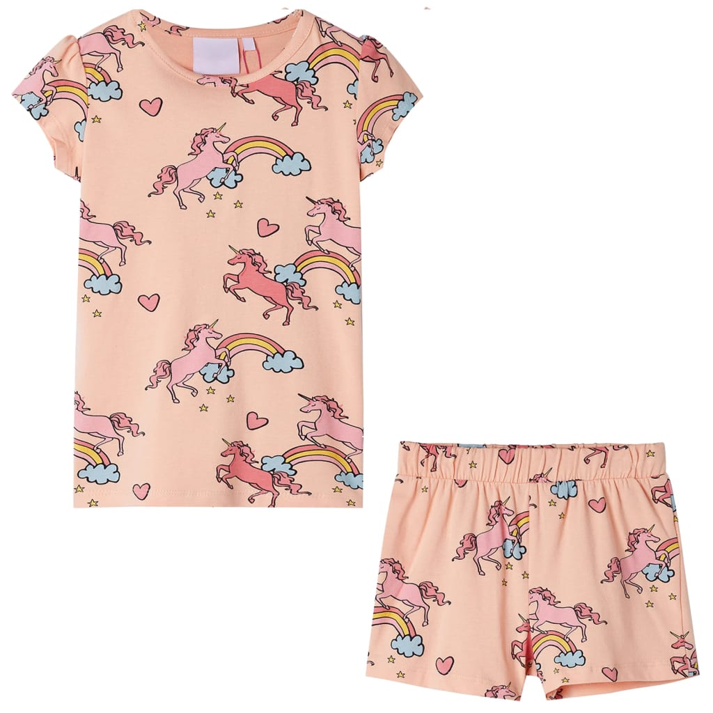 VidaXL Kinderpyjama met korte mouwen 140 lichtoranje