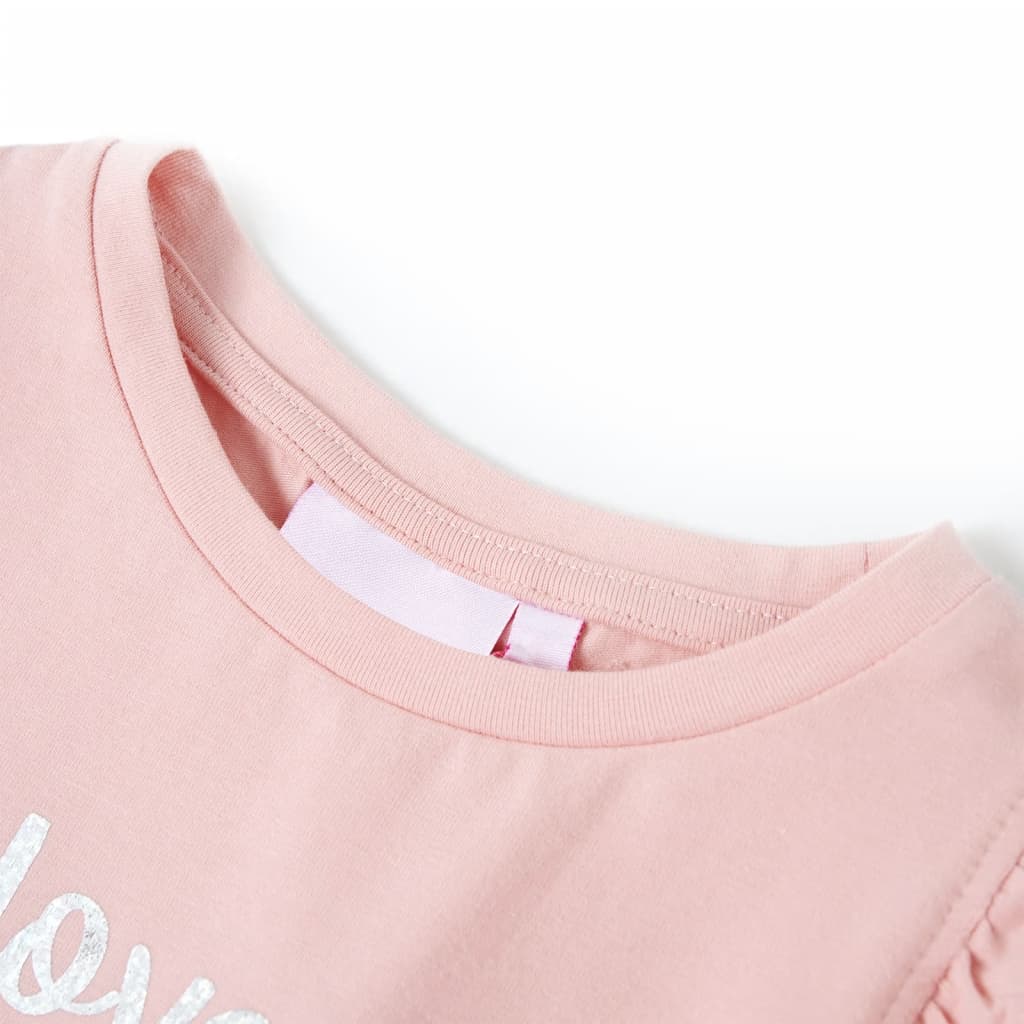 VidaXL Kindershirt met ruches aan de mouwen 104 lichtroze
