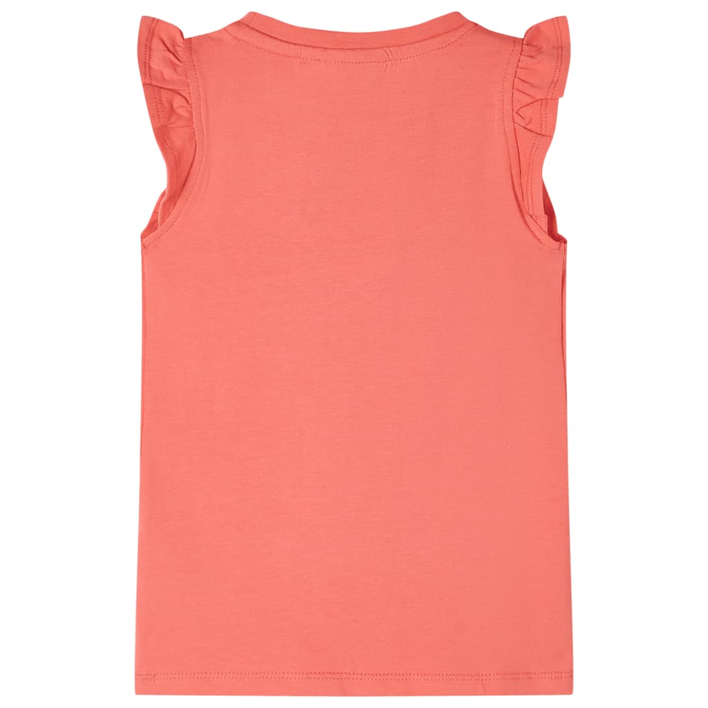 VidaXL Kindershirt met ruches aan de mouwen 116 koraalkleurig