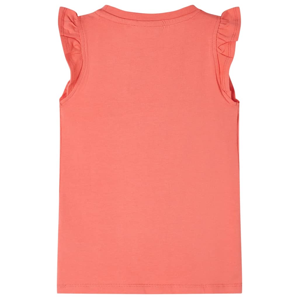 VidaXL Kindershirt met ruches aan de mouwen 140 koraalkleurig