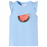 VidaXL Kindershirt met ruches aan de mouwen 92 lichtblauw