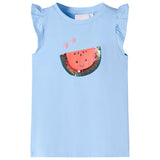 VidaXL Kindershirt met ruches aan de mouwen 104 lichtblauw