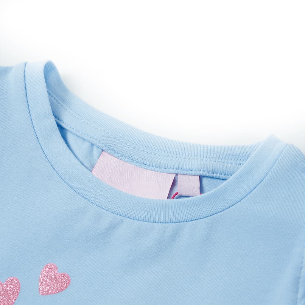 VidaXL Kindershirt met ruches aan de mouwen 116 lichtblauw