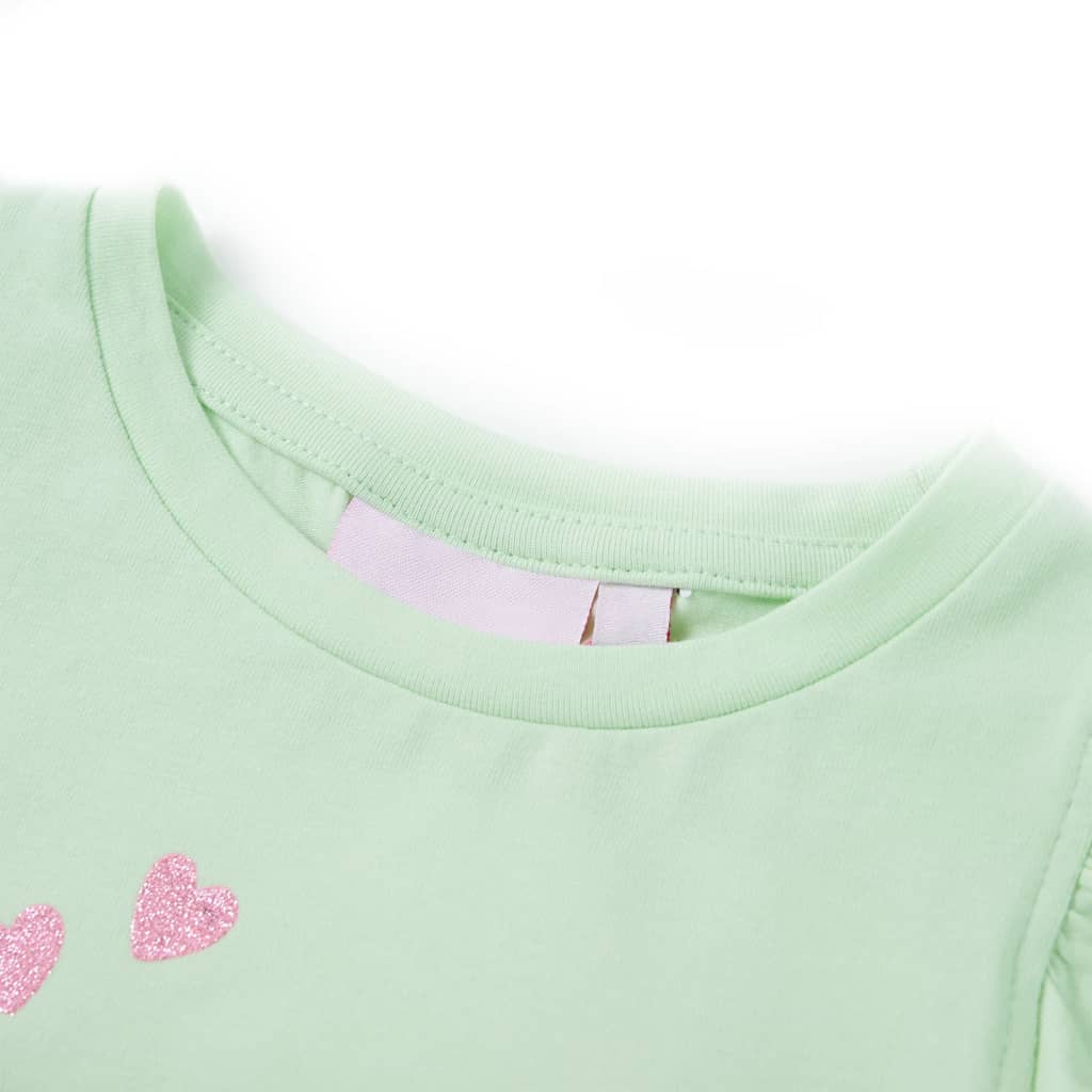 VidaXL Kindershirt met ruches aan de mouwen 104 zachtgroen