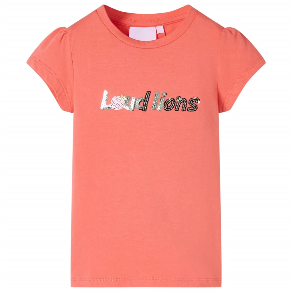 VidaXL Kindershirt met kapmouwen 104 koraalkleurig