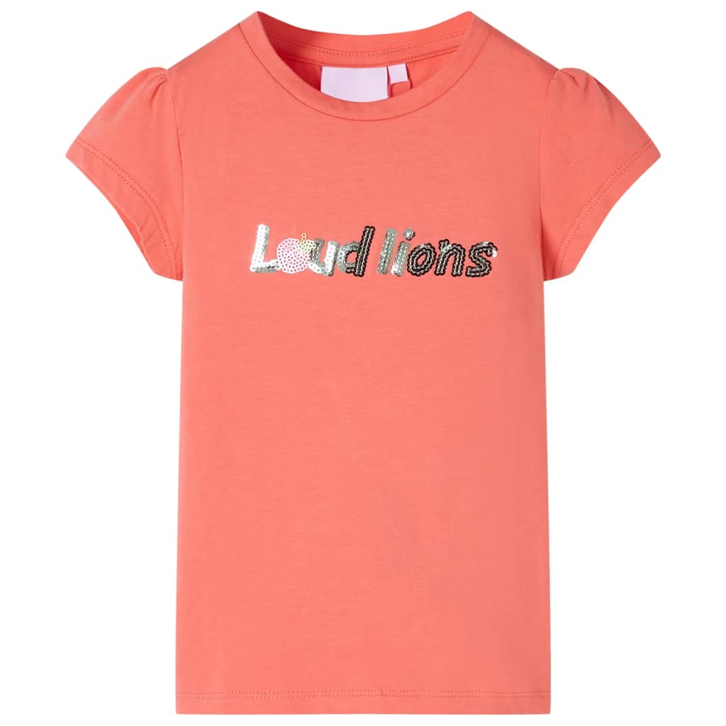 VidaXL Kindershirt met kapmouwen 128 koraalkleurig