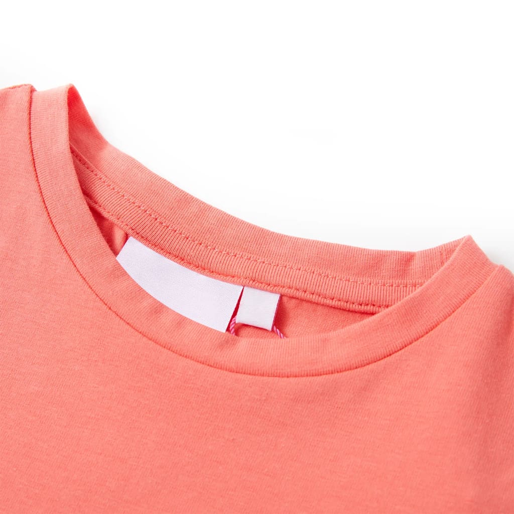 VidaXL Kindershirt met kapmouwen 128 koraalkleurig