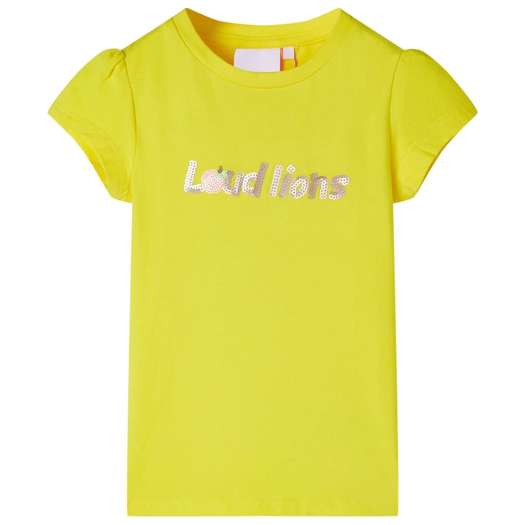 VidaXL Kindershirt met kapmouwen 128 felgeel