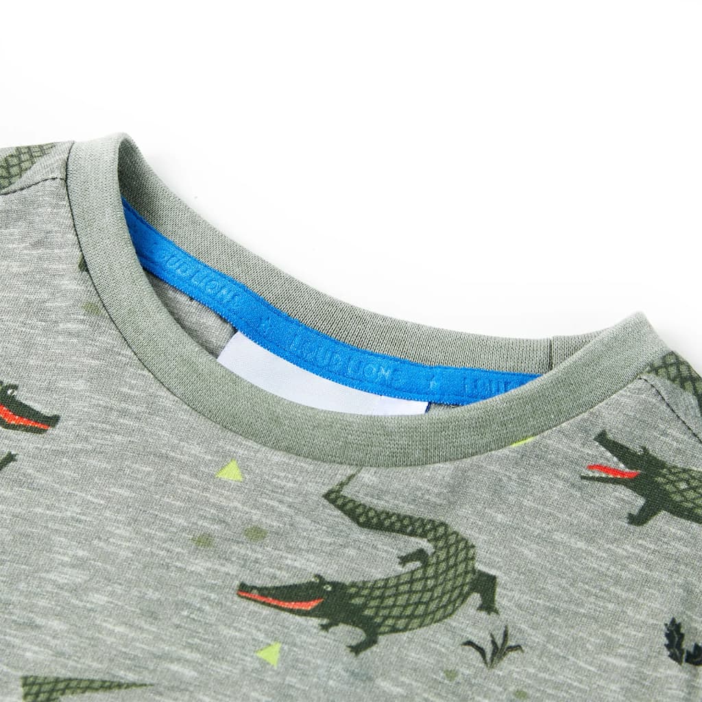 VidaXL Kindershirt 128 gemêleerd lichtkaki