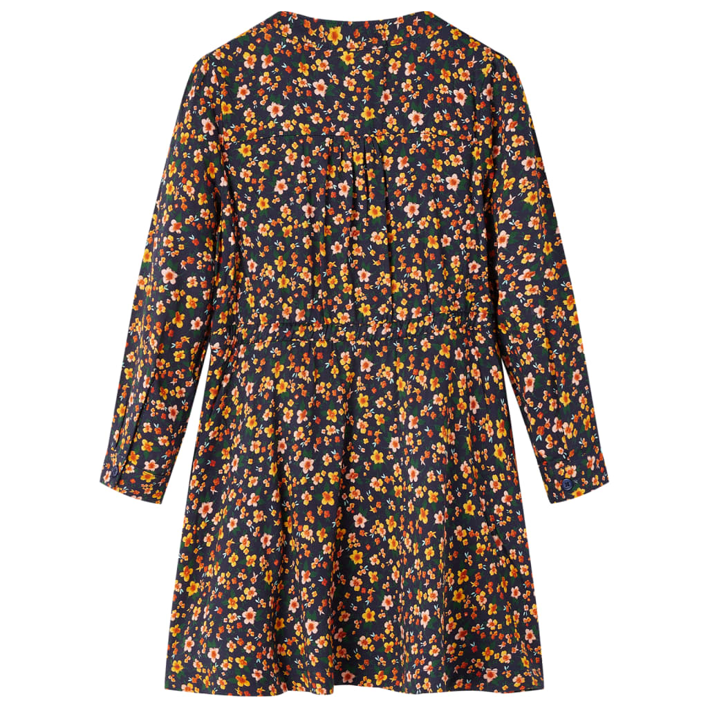 VidaXL Kinderjurk met lange mouwen 104 marineblauw