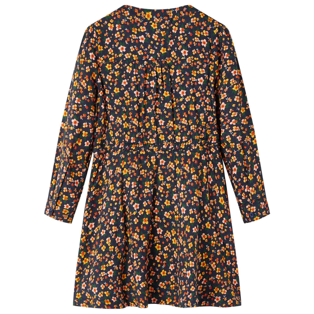 VidaXL Kinderjurk met lange mouwen 128 marineblauw