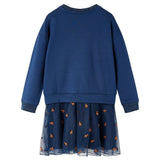VidaXL Kinderjurk met lange mouwen 116 marineblauw