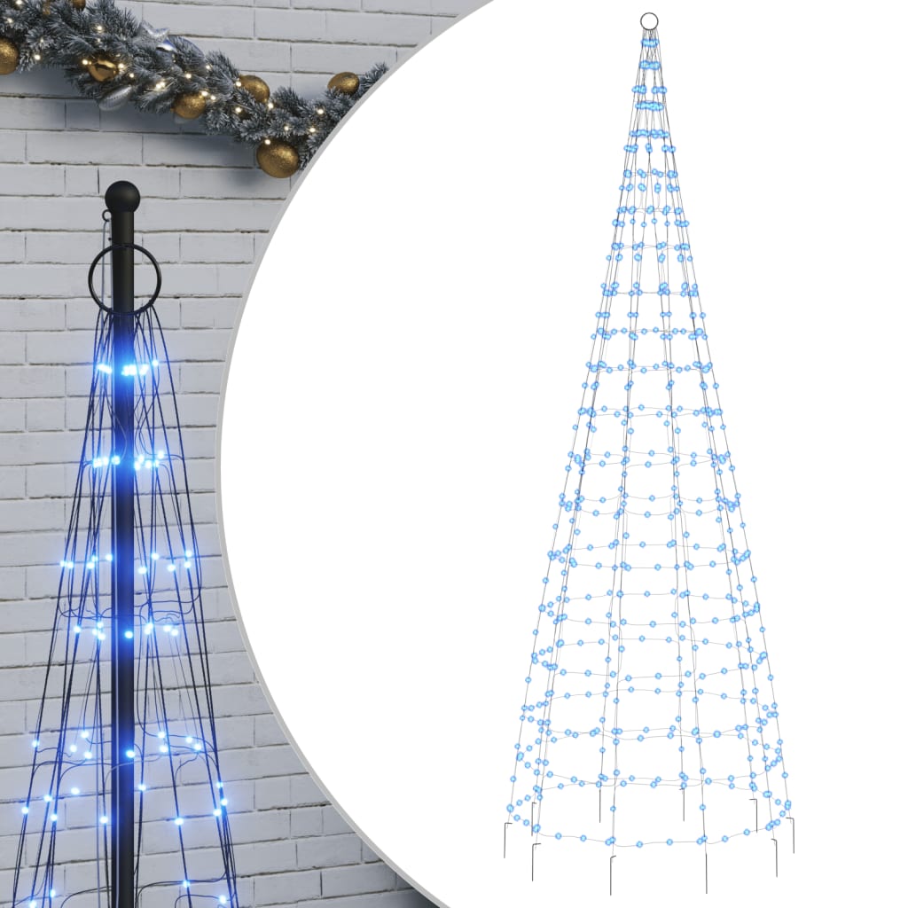 Vidaxl led-kerstboom aan vlaggenmast 550 led's 300 cm blauw