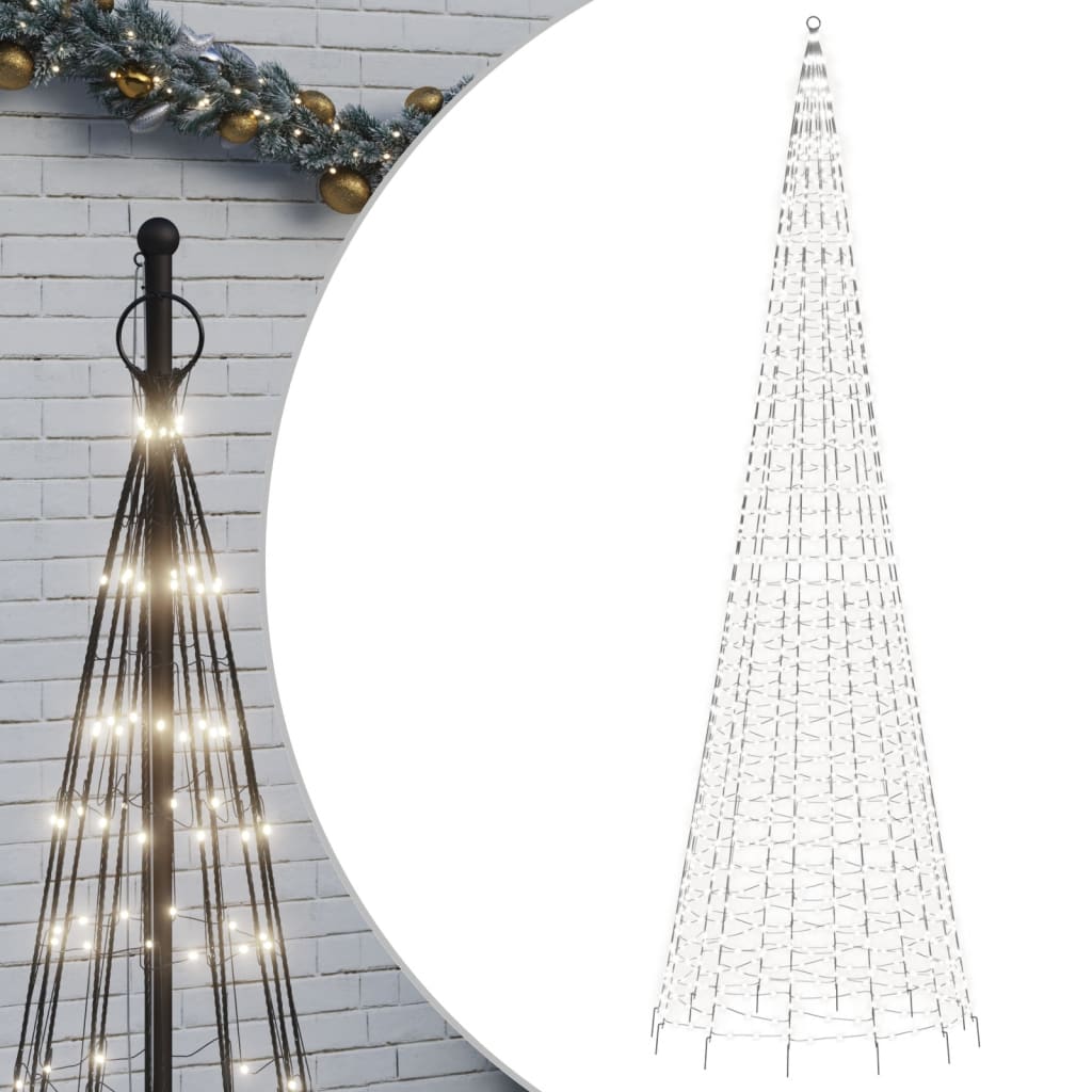 Vidaxl led-kerstboom aan vlaggenmast 1534 leds koud wit 500 cm