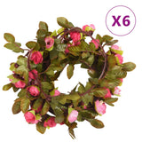 Vidaxl kerstslingers met bloemen 6 st 215 cm rozenroze