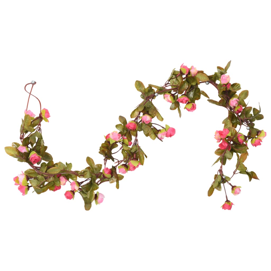 Vidaxl kerstslingers met bloemen 6 st 215 cm rozenroze