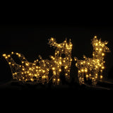 VidaXL Kerstversiering rendieren en sleeën 240 LED's rotan warmwit