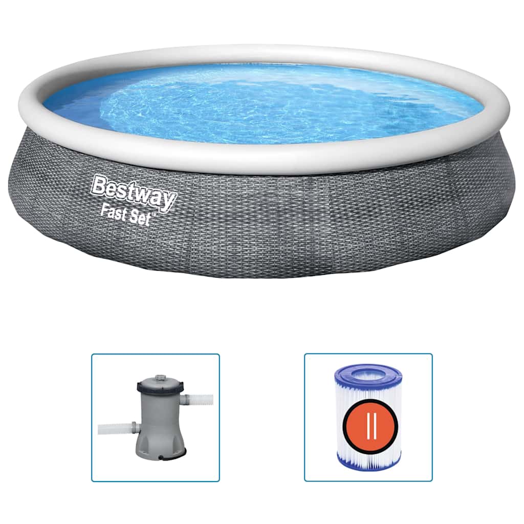 Bestway fast set zwembadset met pomp opblaasbaar 396x84 cm