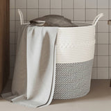 Vidaxl opbergmand ø 43x38 cm katoen grijs en wit