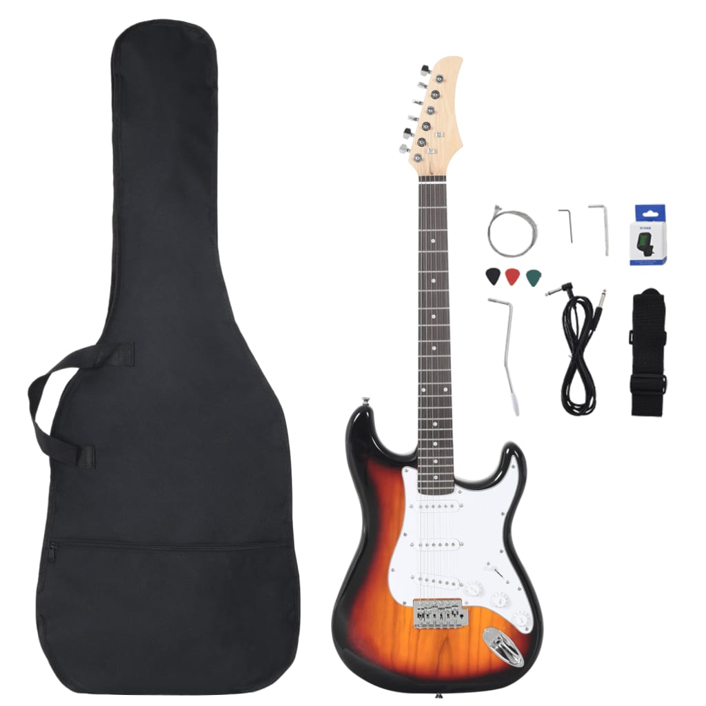 Vidaxl gitaar voor beginners elektrisch met tas 4 4 39 bruin en wit