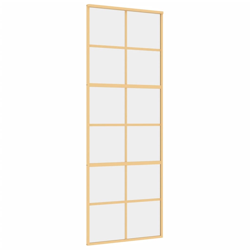 Vidaxl schuifdeur 76x205 cm helder esg-glas en aluminium goudkleurig