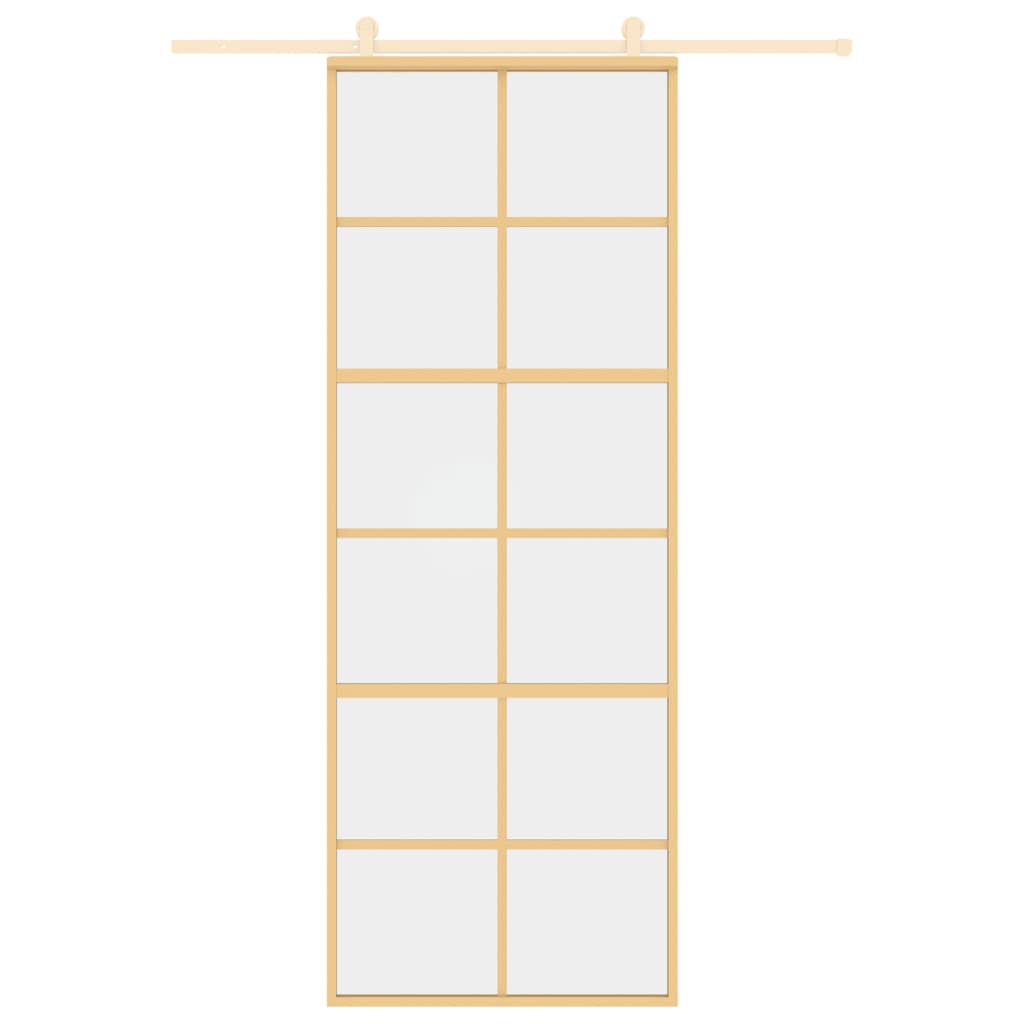 Vidaxl schuifdeur 76x205 cm helder esg-glas en aluminium goudkleurig