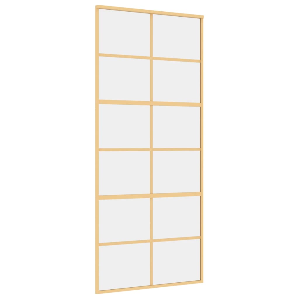 Vidaxl schuifdeur 90x205 cm helder esg-glas en aluminium goudkleurig