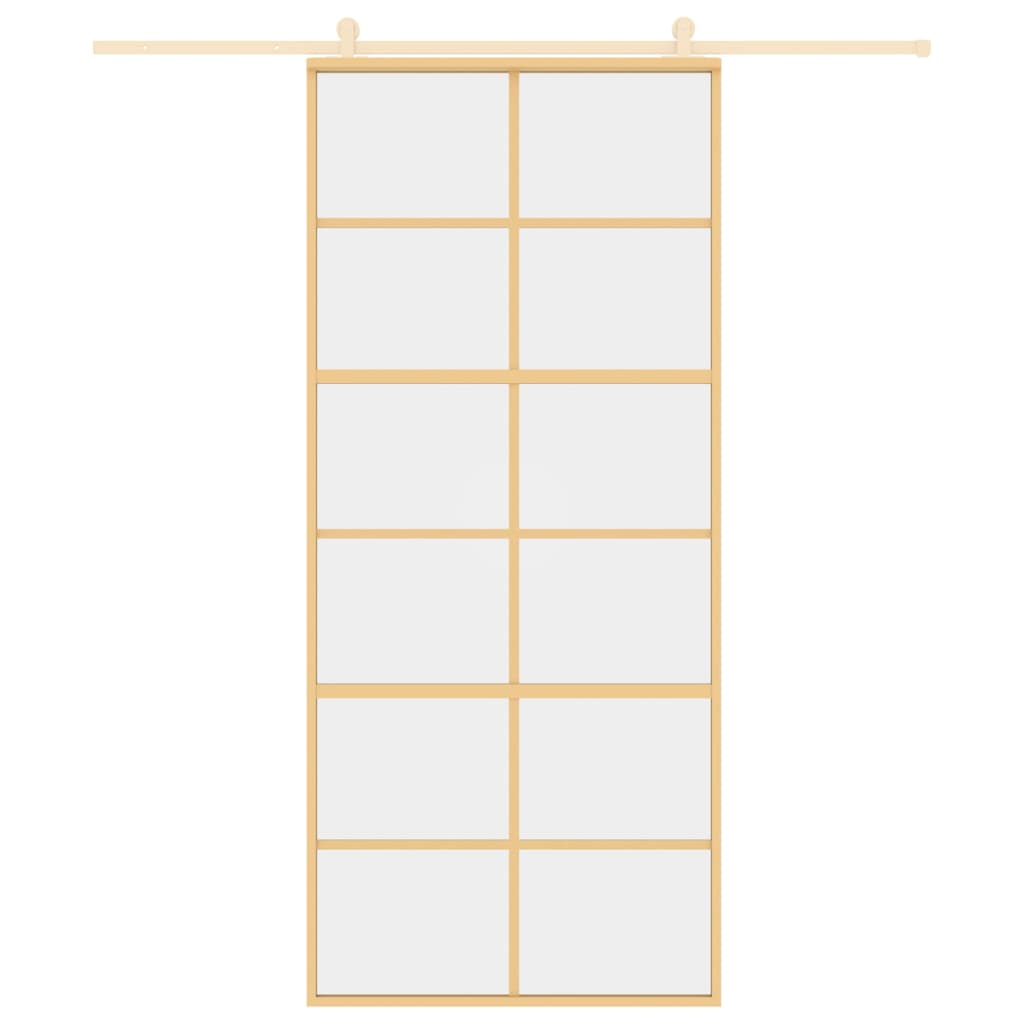 Vidaxl schuifdeur 90x205 cm helder esg-glas en aluminium goudkleurig