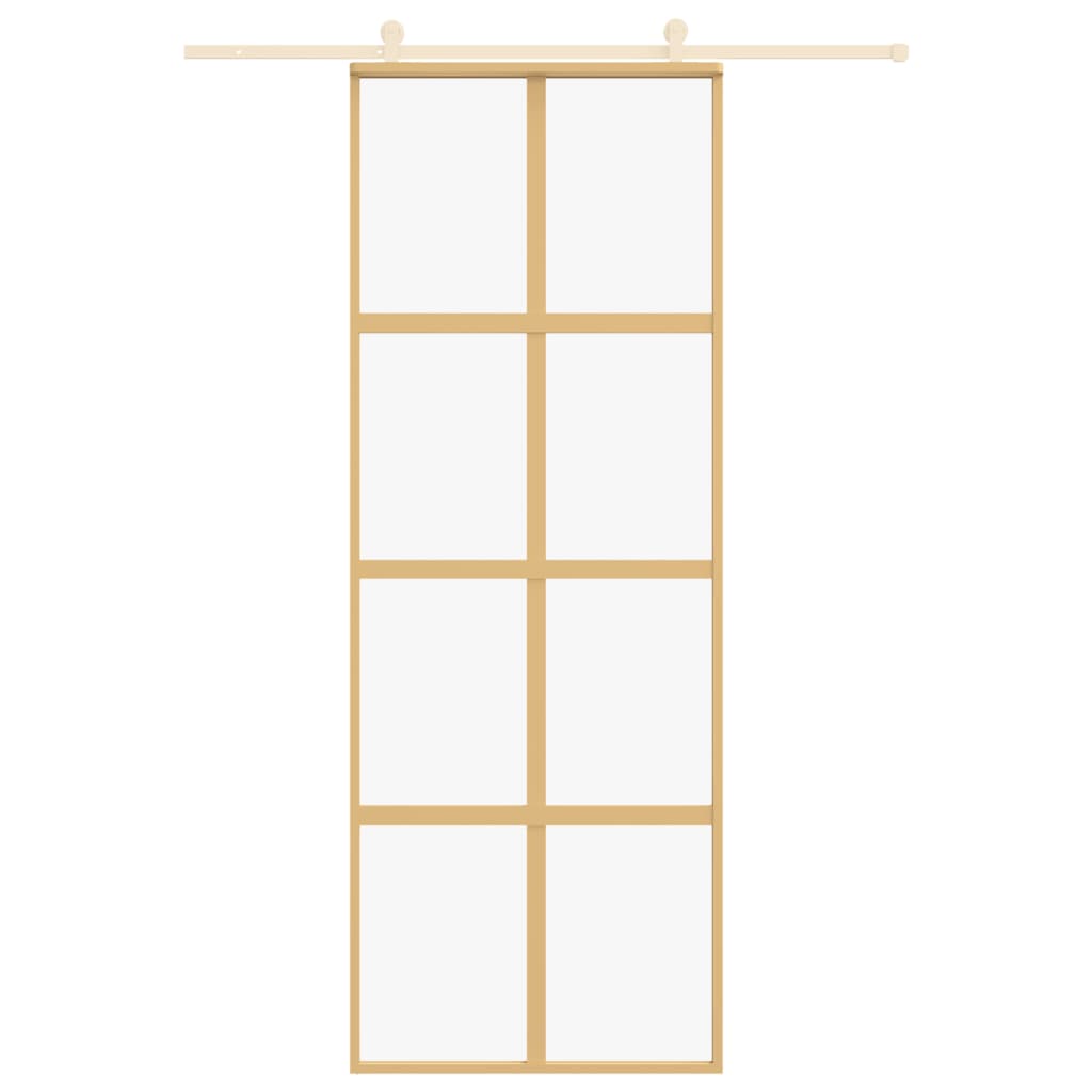 Vidaxl schuifdeur 76x205 cm helder esg-glas en aluminium goudkleurig